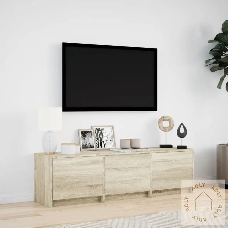 Tv-Benk Med Led Sonoma Eik 140X34X40 Cm Konstruert Tre