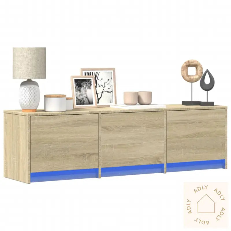 Tv-Benk Med Led Sonoma Eik 140X34X40 Cm Konstruert Tre