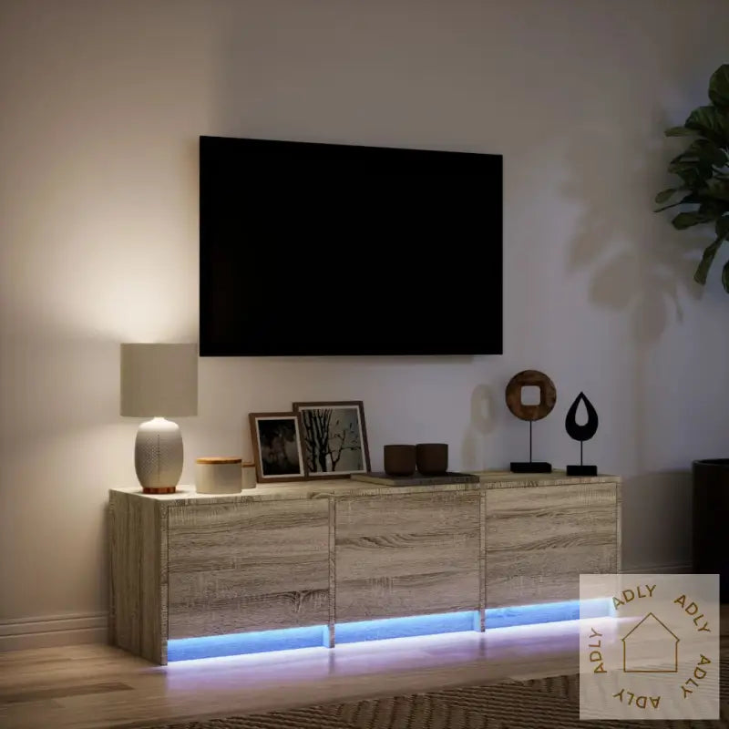 Tv-Benk Med Led Sonoma Eik 140X34X40 Cm Konstruert Tre