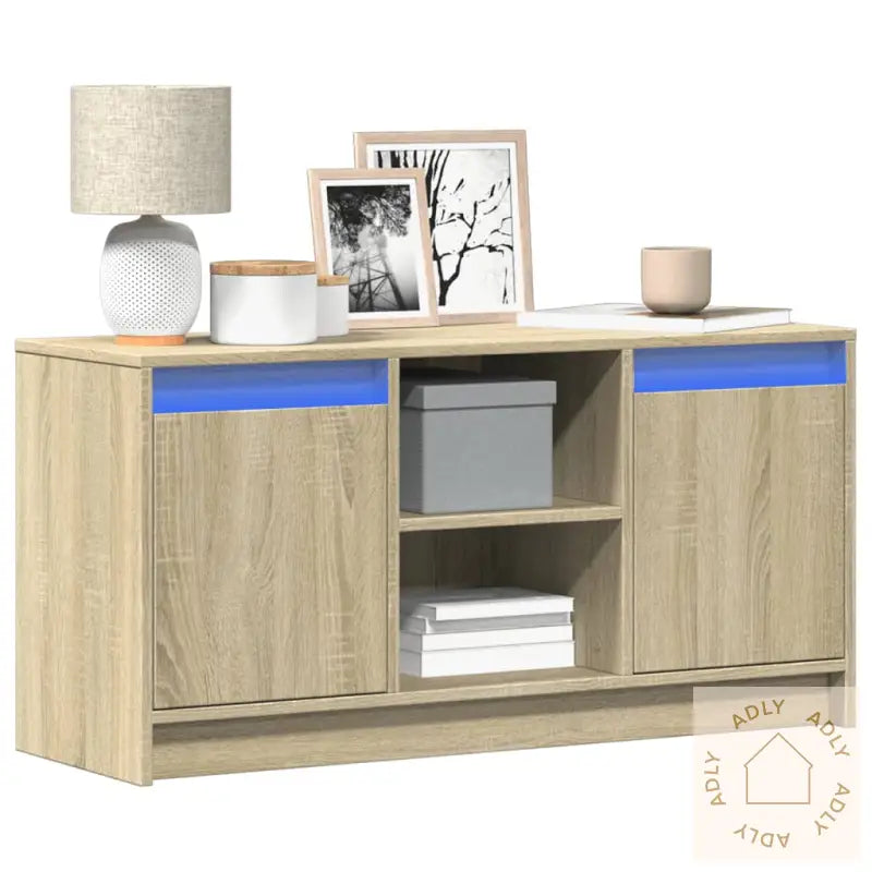 Tv-Benk Med Led Sonoma Eik 100X34X50 Cm Konstruert Tre