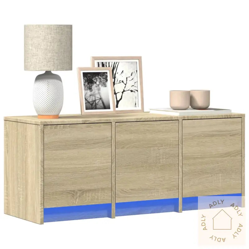 Tv-Benk Med Led Sonoma Eik 97X34X40 Cm Konstruert Tre
