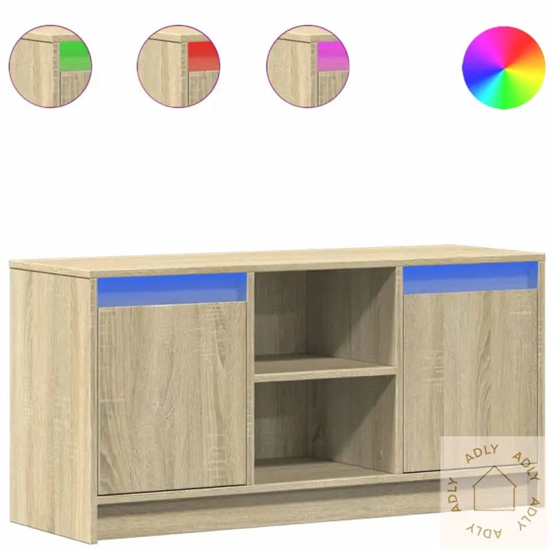 Tv-Benk Med Led Sonoma Eik 100X34X50 Cm Konstruert Tre