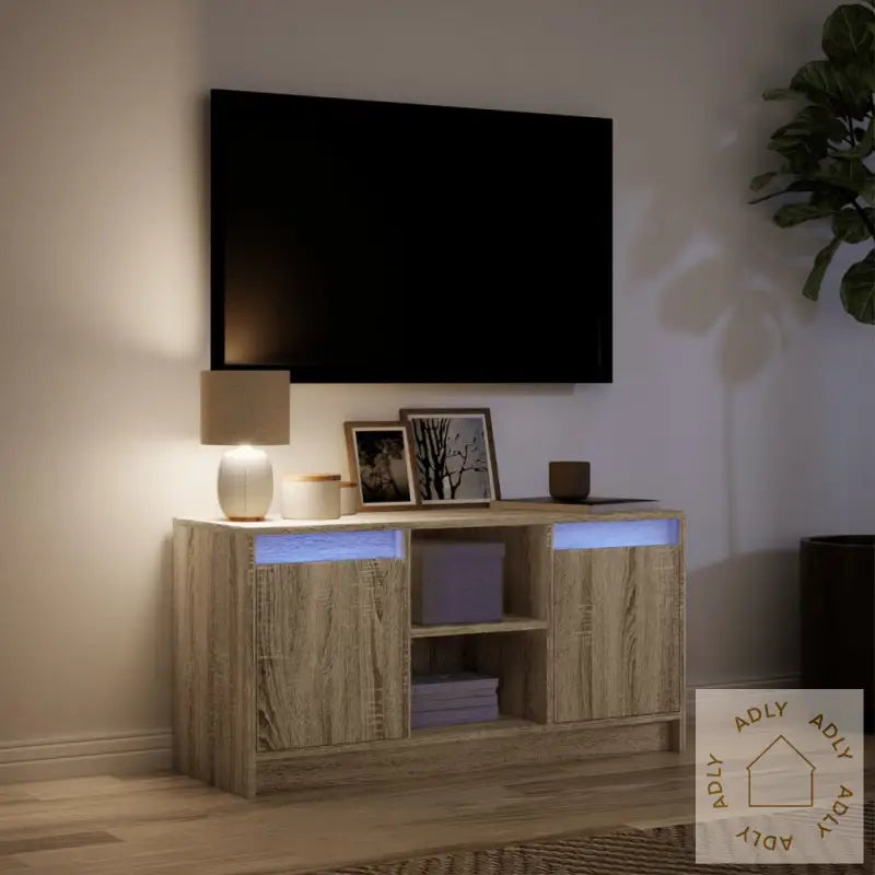 Tv-Benk Med Led Sonoma Eik 100X34X50 Cm Konstruert Tre