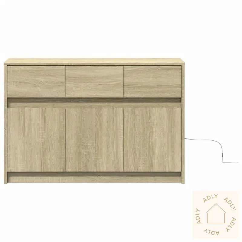 Tv-Benk Med Led Sonoma Eik 91X34X61 Cm Konstruert Tre