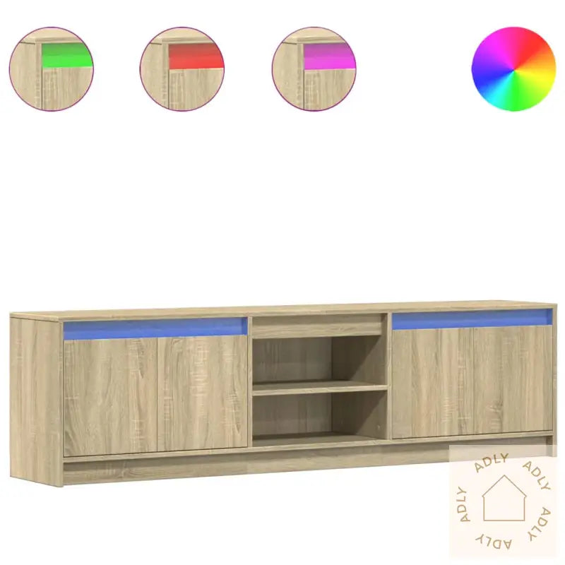 Tv-Benk Med Led Sonoma Eik 180X34X50 Cm Konstruert Tre