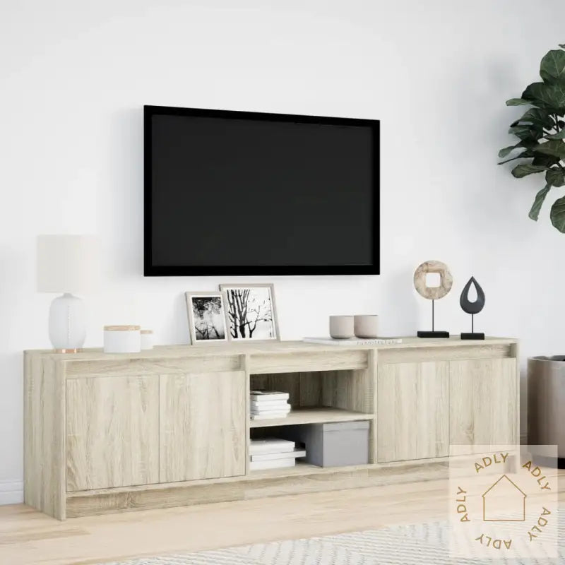 Tv-Benk Med Led Sonoma Eik 180X34X50 Cm Konstruert Tre