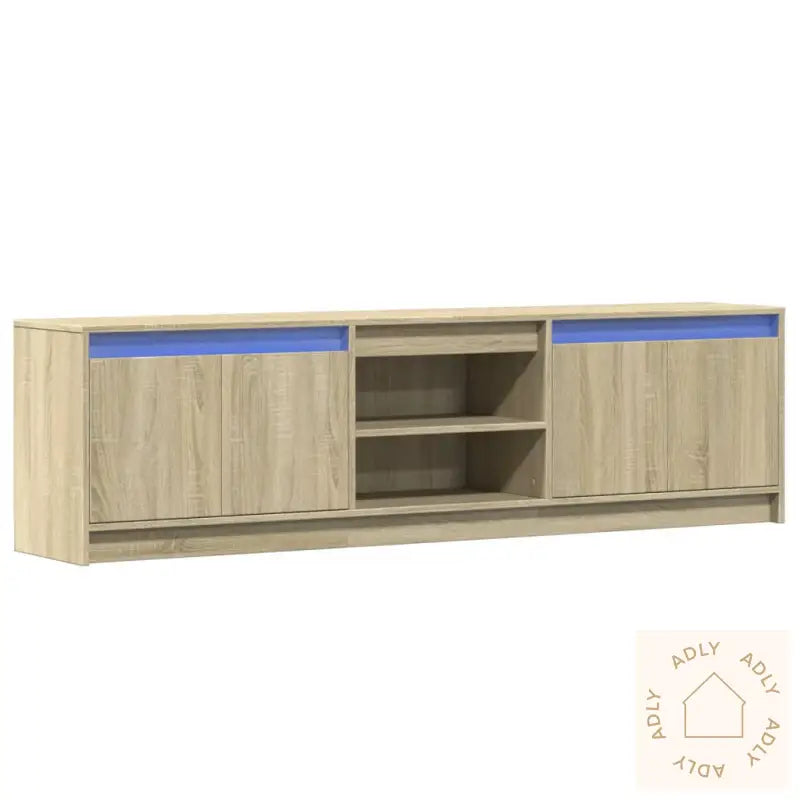 Tv-Benk Med Led Sonoma Eik 180X34X50 Cm Konstruert Tre