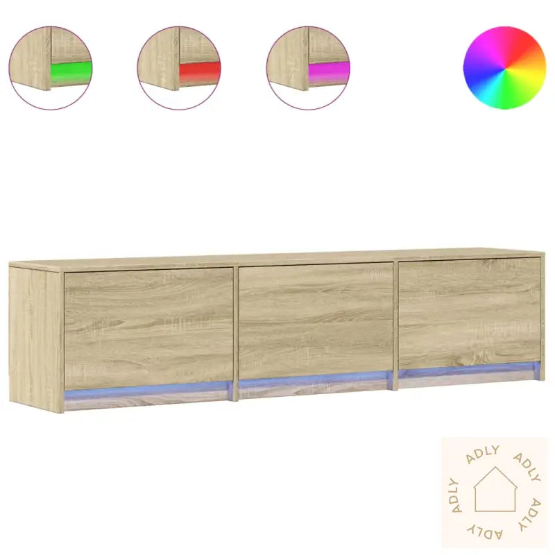 Tv-Benk Med Led Sonoma Eik 165X34X40 Cm Konstruert Tre