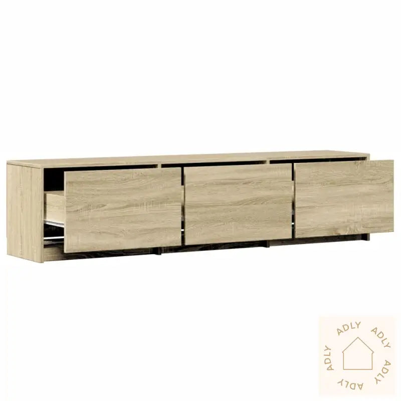 Tv-Benk Med Led Sonoma Eik 165X34X40 Cm Konstruert Tre