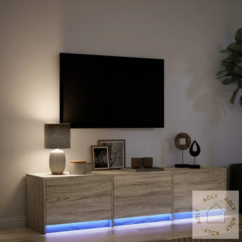 Tv-Benk Med Led Sonoma Eik 165X34X40 Cm Konstruert Tre