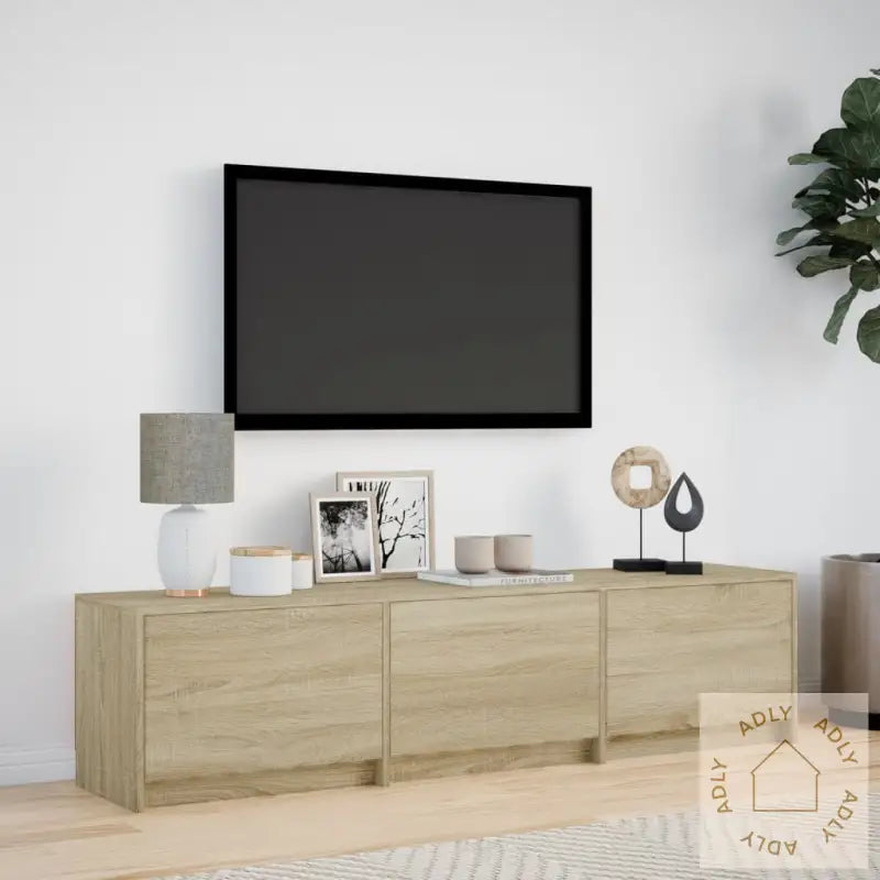 Tv-Benk Med Led Sonoma Eik 165X34X40 Cm Konstruert Tre