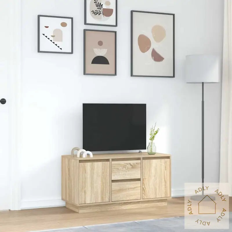 Tv-Benk Med Led-Lys Sonoma Eik 100X41X50 Cm