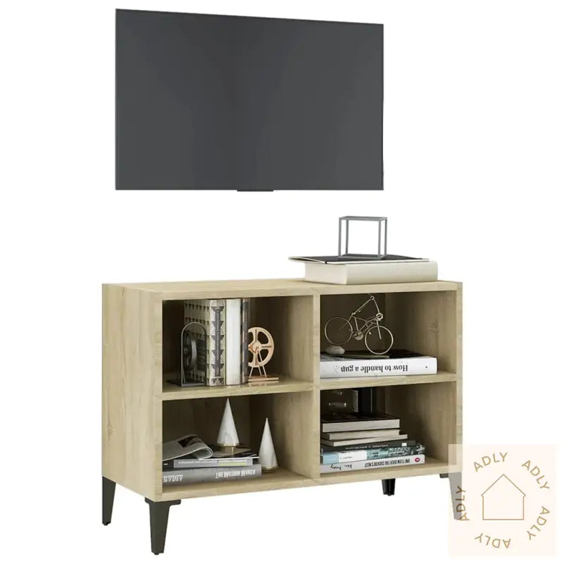 Tv-Benk Med Metallben Sonoma Eik 69,5X30X50 Cm