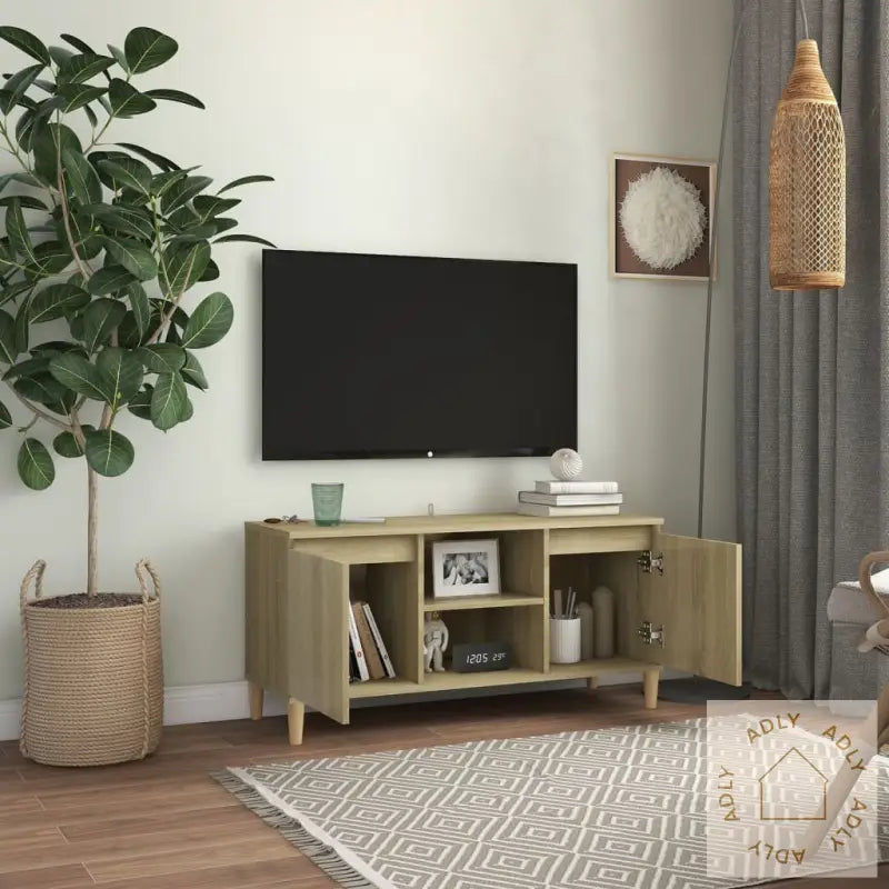 Tv-Benk Med Ben I Heltre Sonoma Eik 103,5X35X50 Cm