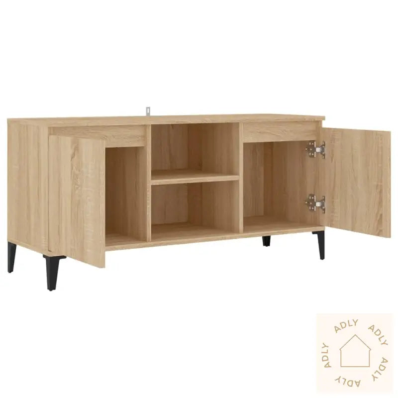 Tv-Benk Med Metallben Sonoma Eik 103,5X35X50 Cm