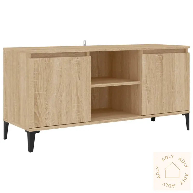 Tv-Benk Med Metallben Sonoma Eik 103,5X35X50 Cm