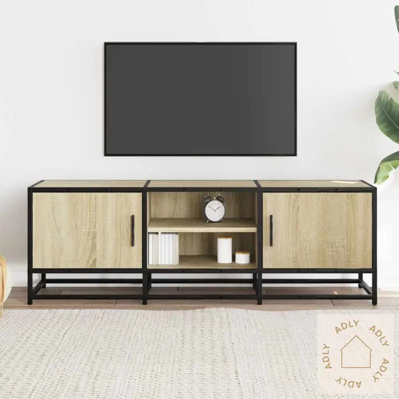 Tv-Benk Sonoma Eik 120X35X41 Cm Konstruert Tre Og Metall