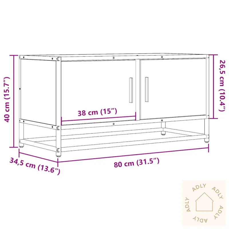 Tv-Benk Sonoma Eik 80X34,5X40 Cm Konstruert Tre Og Metall