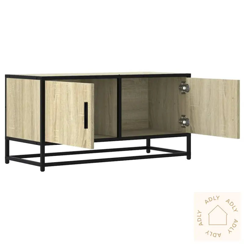 Tv-Benk Sonoma Eik 80X34,5X40 Cm Konstruert Tre Og Metall