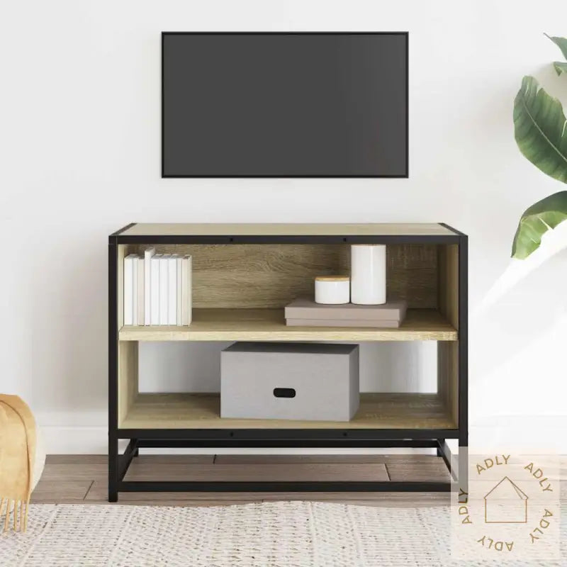 Tv-Benk Sonoma Eik 61X40X46 Cm Konstruert Tre Og Metall
