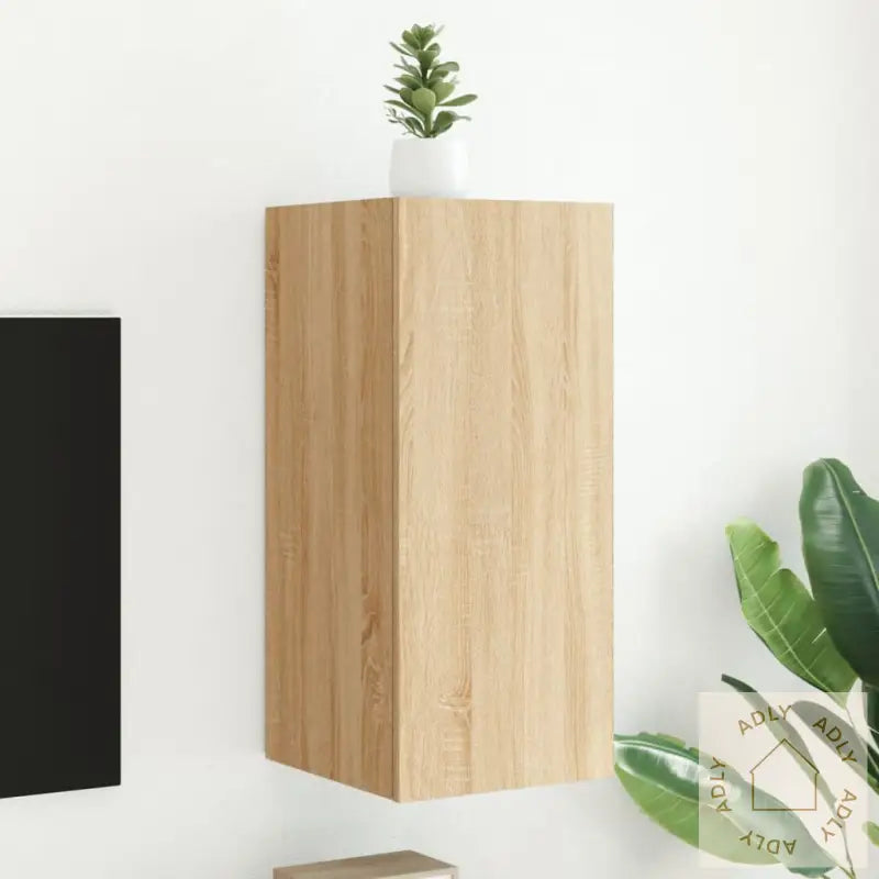 Vegghengt Tv-Benk Med Led Sonoma Eik 30,5X35X70 Cm