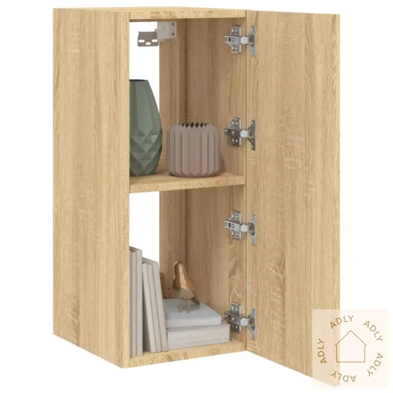 Vegghengt Tv-Benk Med Led Sonoma Eik 30,5X35X70 Cm