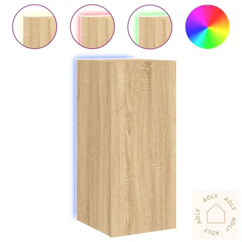 Vegghengt Tv-Benk Med Led Sonoma Eik 30,5X35X70 Cm