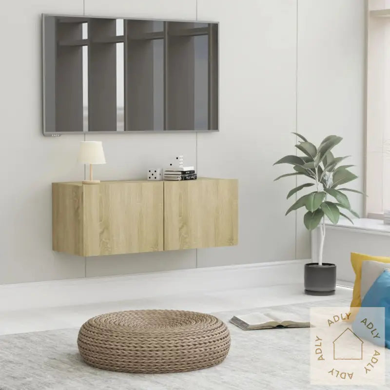 Tv-Benk Sonoma Eik 80X30X30 Cm Konstruert Tre