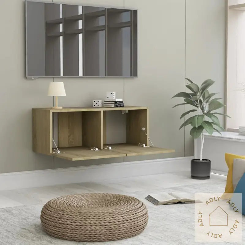 Tv-Benk Sonoma Eik 80X30X30 Cm Konstruert Tre