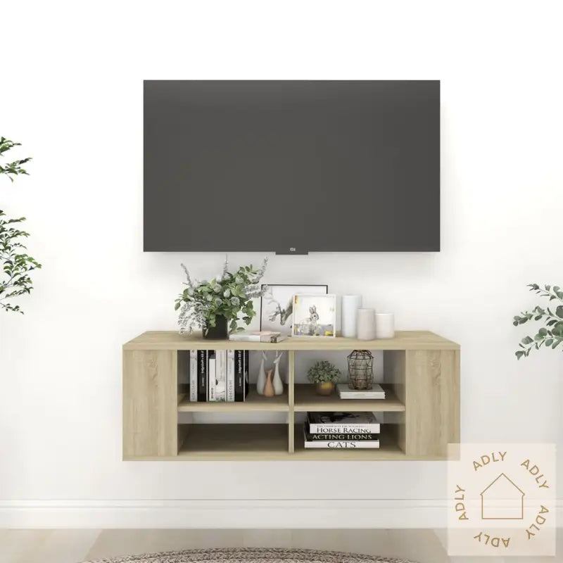 Vegghengt Tv-Benk Sonoma Eik 102X35X35 Cm Konstruert Tre