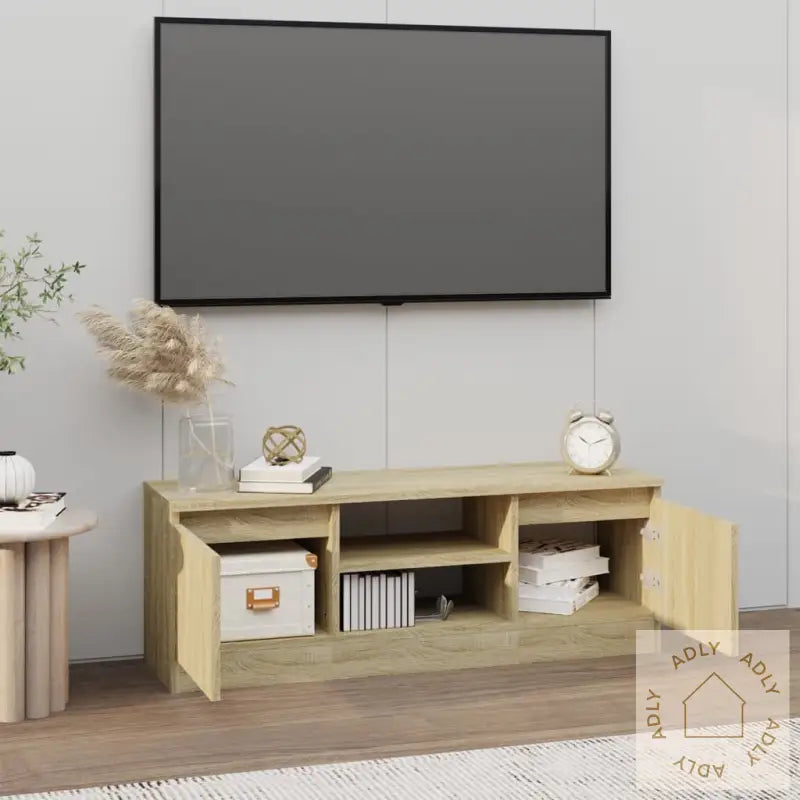 Tv-Benk Med Dør Sonoma Eik 102X30X36 Cm