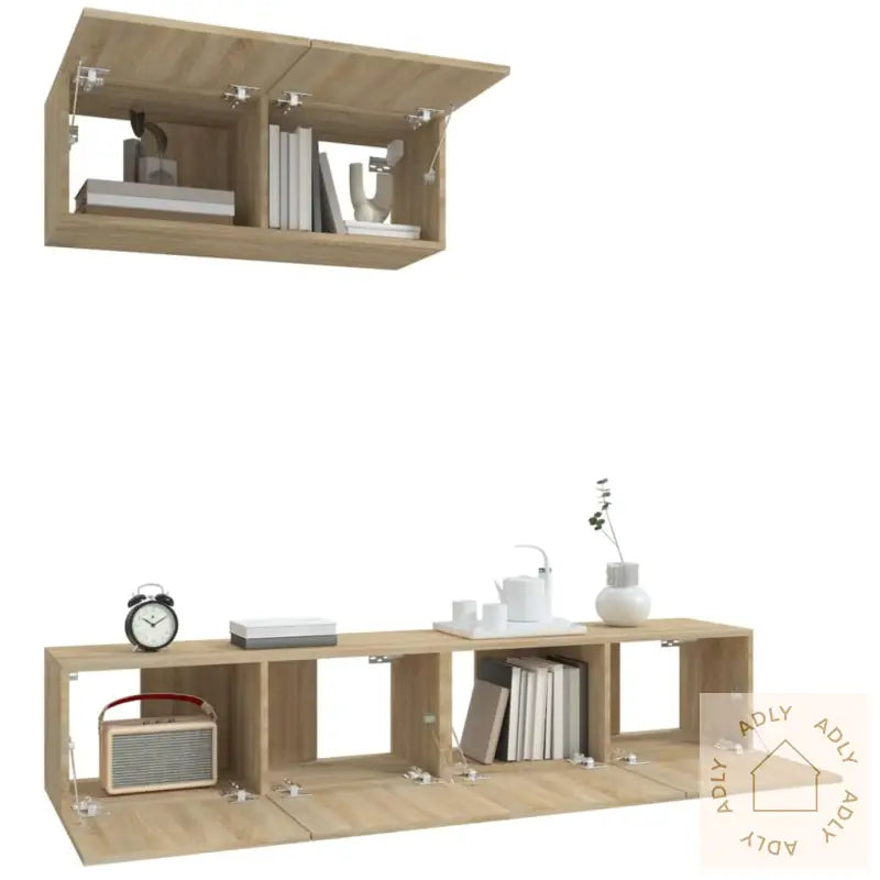 Tv-Skapsett 3 Deler Sonoma Eik Konstruert Tre