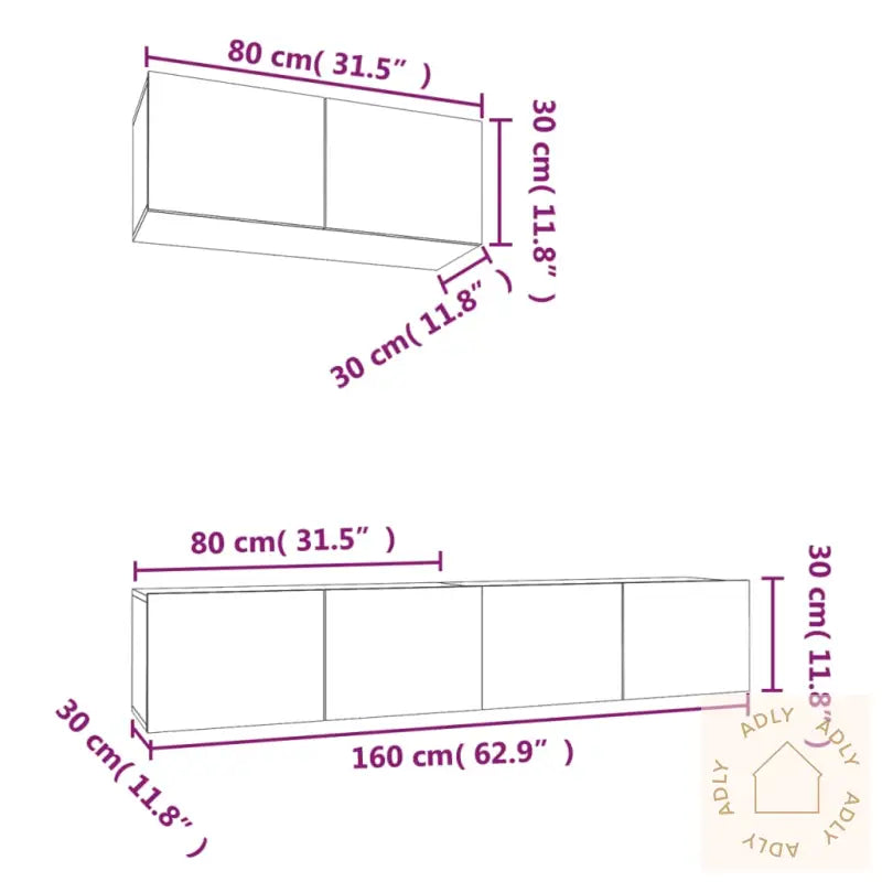 Tv-Skapsett 3 Deler Sonoma Eik Konstruert Tre