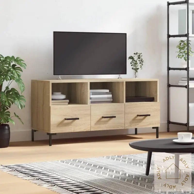 Tv-Benk Sonoma Eik 102X36X50 Cm Konstruert Tre