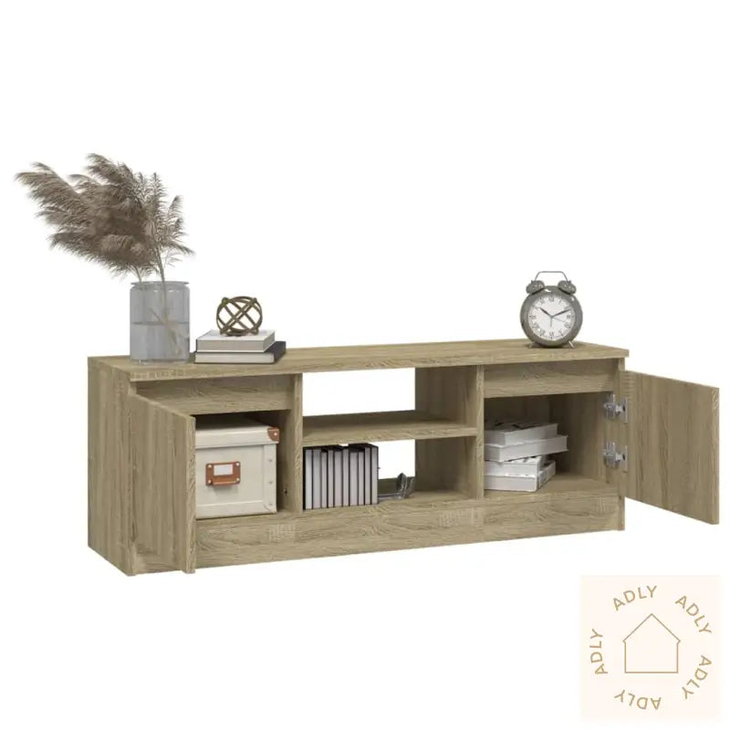 Tv-Benk Med Dør Sonoma Eik 102X30X36 Cm