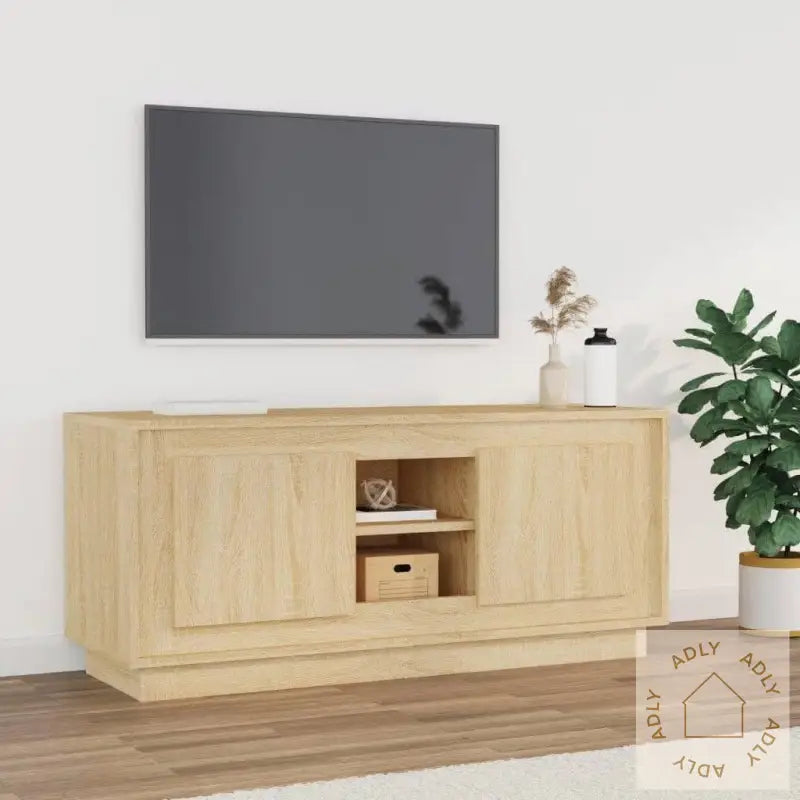 Tv-Benk Sonoma Eik 102X35X45 Cm Konstruert Tre