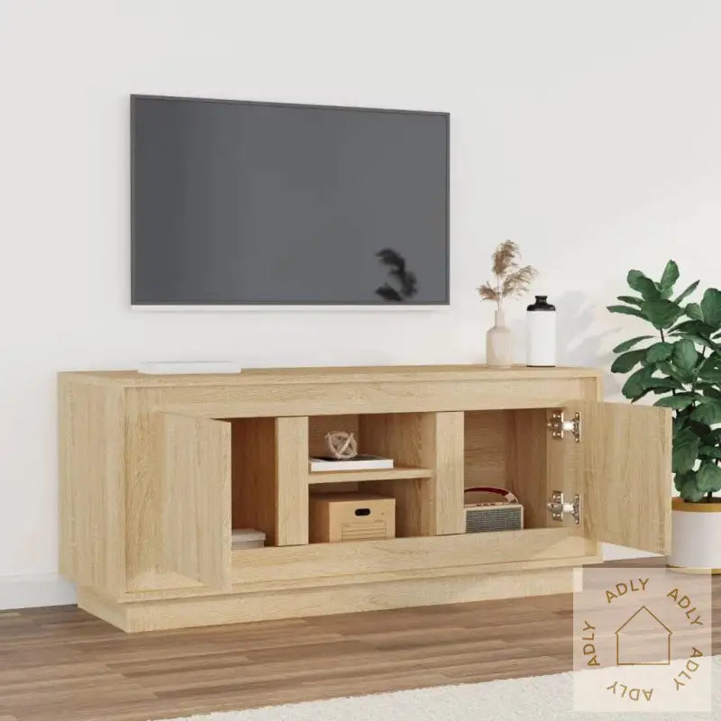 Tv-Benk Sonoma Eik 102X35X45 Cm Konstruert Tre