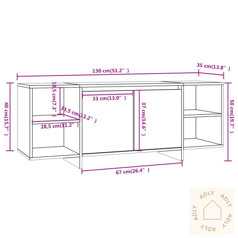 Tv-Benk Sonoma Eik 130X35X50 Cm Konstruert Tre