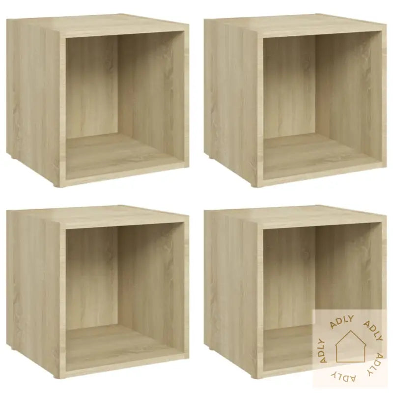 Tv-Benker 4 Stk Sonoma Eik 37X35X37 Cm Konstruert Tre