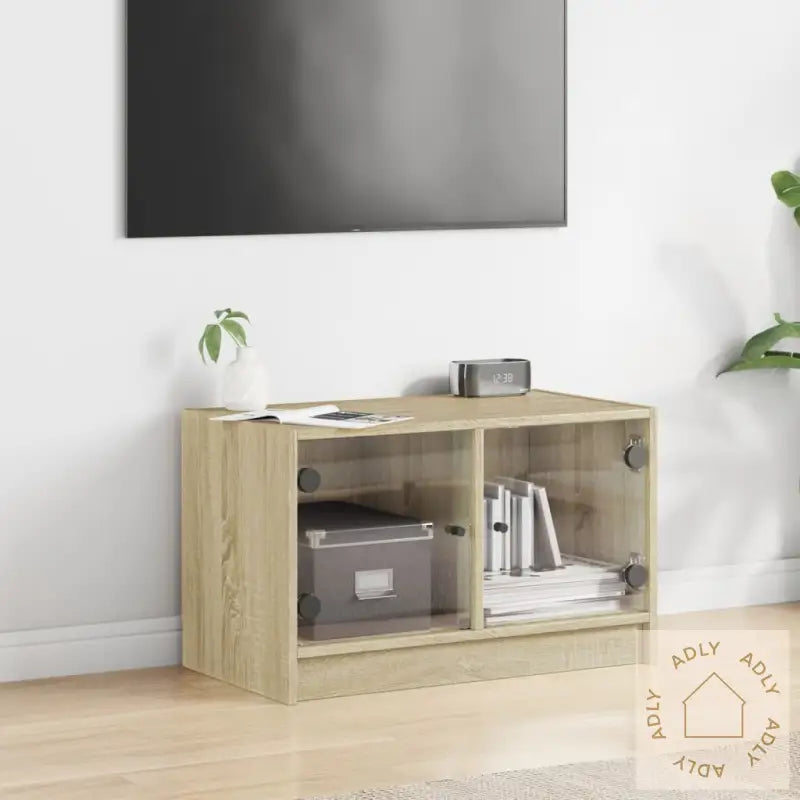 Tv-Benk Med Dør Sonoma Eik 68X37X42 Cm