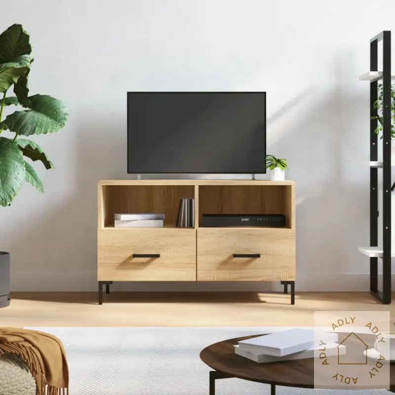 Tv-Benk Sonoma Eik 80X36X50 Cm Konstruert Tre