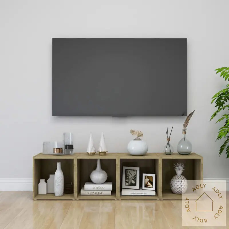 Tv-Benker 4 Stk Sonoma Eik 37X35X37 Cm Konstruert Tre