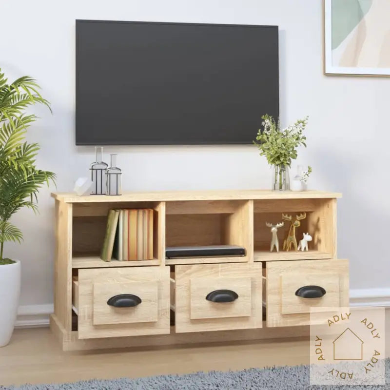 Tv-Benk Sonoma Eik 100X35X50 Cm Konstruert Tre