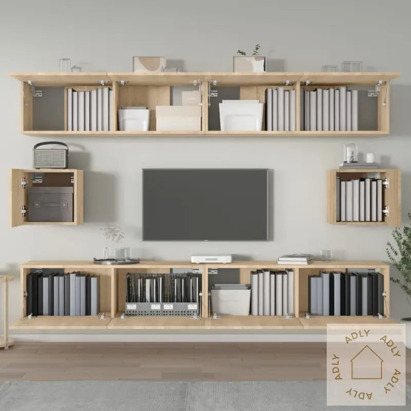 Tv-Skapsett 6 Deler Sonoma Eik Konstruert Tre