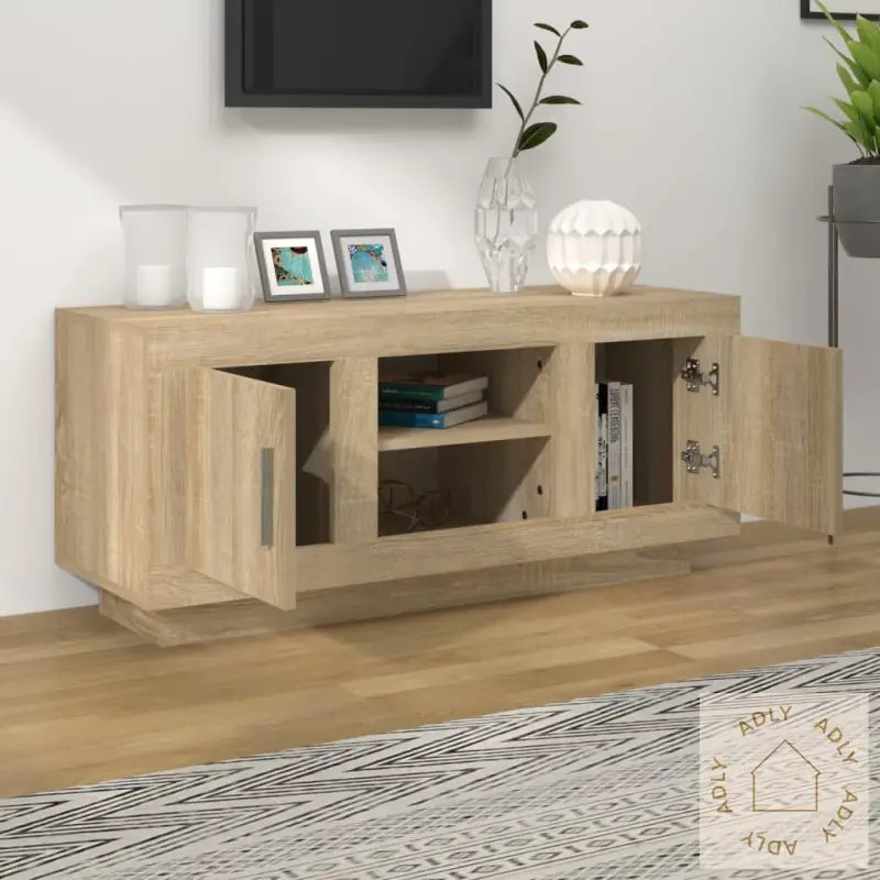 Tv-Benk Sonoma Eik 102X35X45 Cm Konstruert Tre