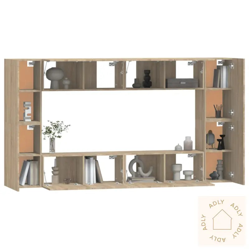 Tv-Skapsett 8 Deler Sonoma Eik Konstruert Tre