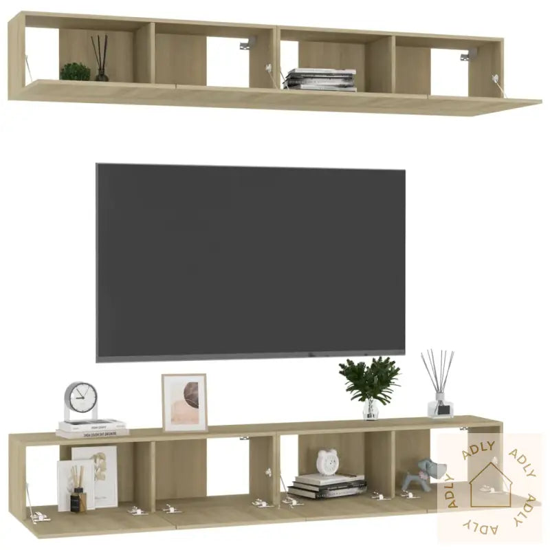 Tv-Benker 4 Stk Sonoma Eik 100X30X30 Cm Konstruert Tre