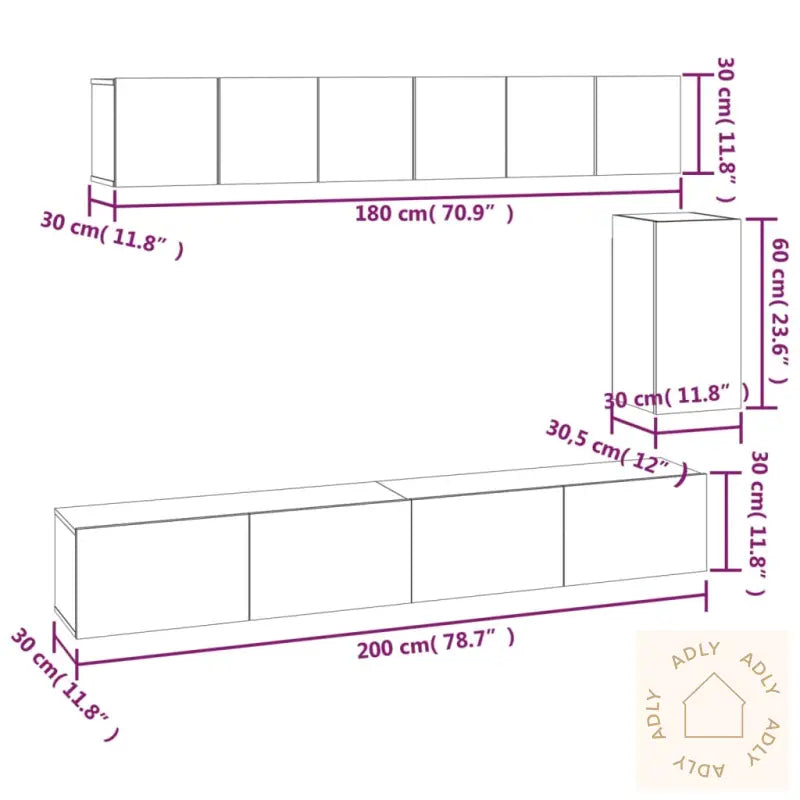 Tv-Skapsett 6 Deler Sonoma Eik Konstruert Tre