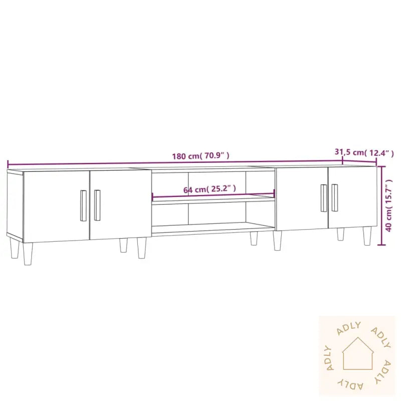 Tv-Benk Sonoma Eik 180X31,5X40 Cm Konstruert Tre