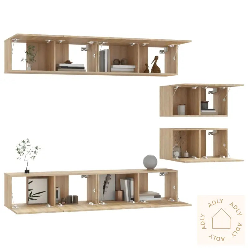 Tv-Skapsett 6 Deler Sonoma Eik Konstruert Tre